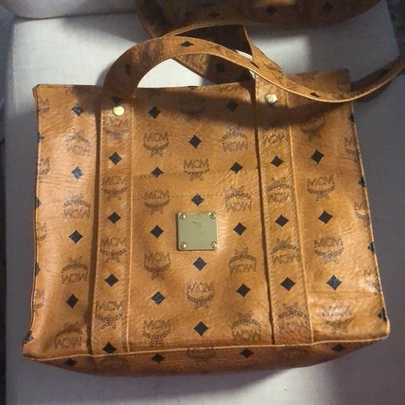 Handbags - MCM - Large Classic Shopper Tote in Visetos Monogram Coated Canvas - Cognac EUC